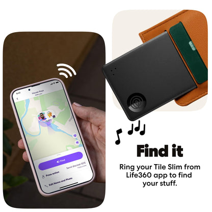 Life360 Tile Starter Pack - Bluetooth Trackers and Item Finders for Keys, Wallets & More. Both iOS and Android Compatible. Phone Finder. 2-Pack (Black Mate/Slim)