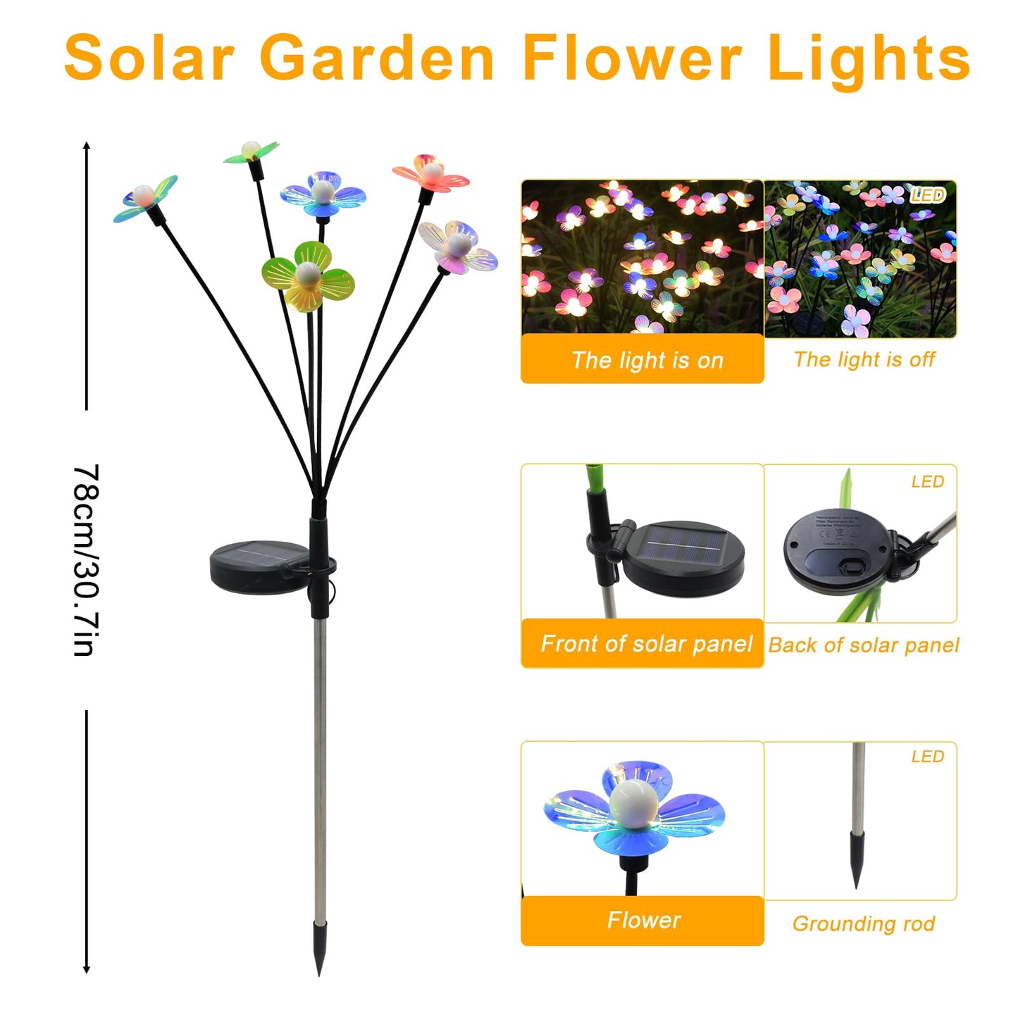 Aureate Horizon Solar Flower Lights Outdoor Waterproof 2 Pack of 32 LEDs Garden Solar Firefly Lights Decorative for Garden, Yard, Backyard