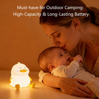 Duck Night Light for Kids, Cute Silicone Animal Nursery Lamp, 3 Level Dimmable Rechargeable LED Nightlight, BPA Free Food Grade Silicone, Eye Caring Soft Warm Light for Baby Toddler Breastfeeding