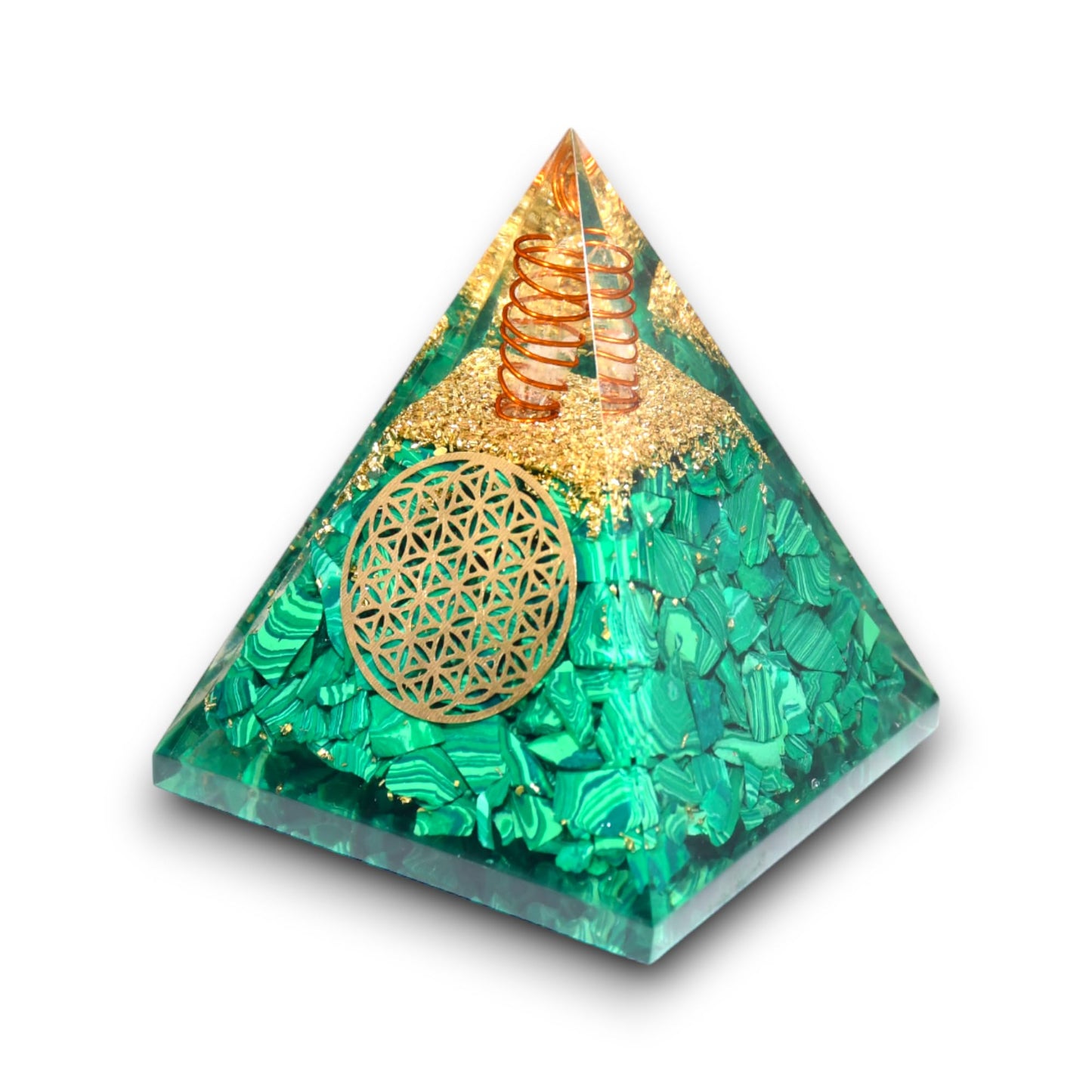 Agate Mart Malachite Orgonite Pyramids with Black Tourmaline Pendant - Healing Crystals for Success - Enhance Meditation with Orgonite Energy