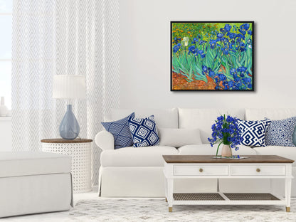 Wieco Art Irises Modern Stretched and Framed Floral Giclee Canvas Print By Van Gogh Famous Flowers Oil Paintings Reproduction Artwork Pictures on Canvas Wall Art for Bedroom Home Decorations