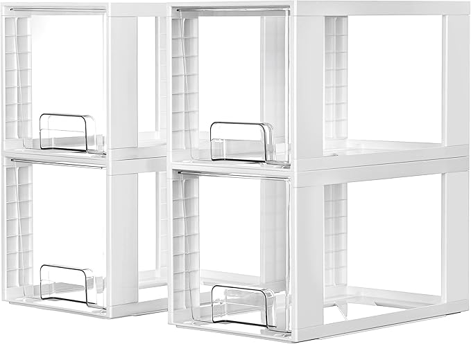 Vtopmart 4 Pack Large Stackable Storage Drawers, Easily Assemble Acrylic