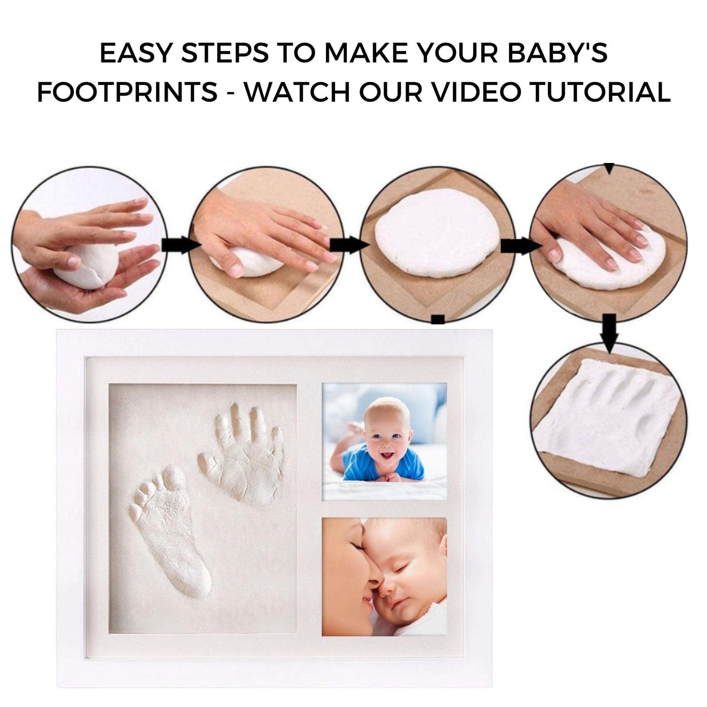 HuBorns - Baby Hand and Footprint Kit - New Born Gifts & Keepsakes - Non-Cracking Clay Baby Footprint Kit & Handprint Kit - New Baby Essentials & Baby Accessories - New Mum Gifts