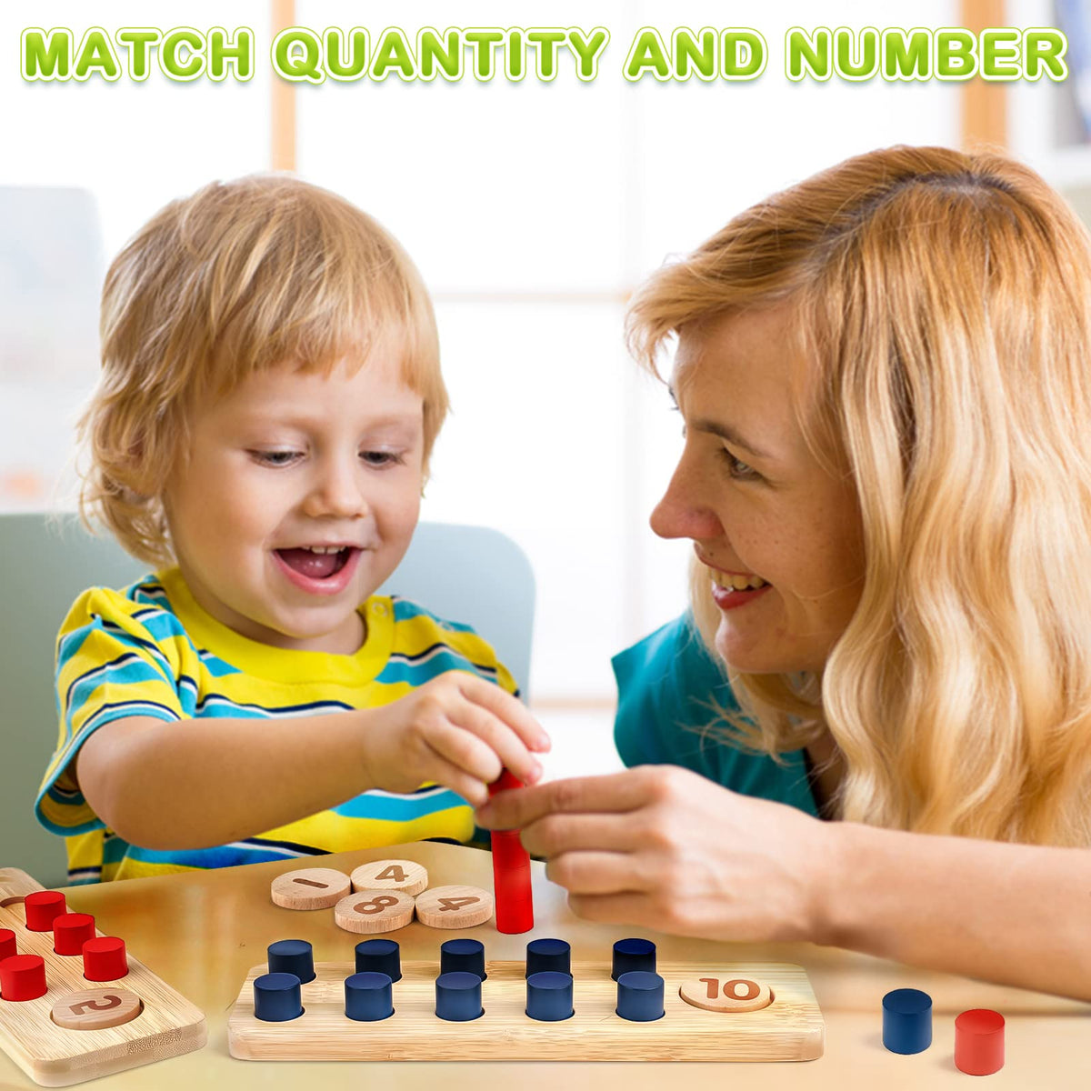 DINORUN Montessori Toys for 3 4 5 Year Old Boy Girl Birthday Gifts - Wooden Counting Peg Board for Kids 3-5, Math and Numbers Manipulatives Materials for Preschool Learning Activities