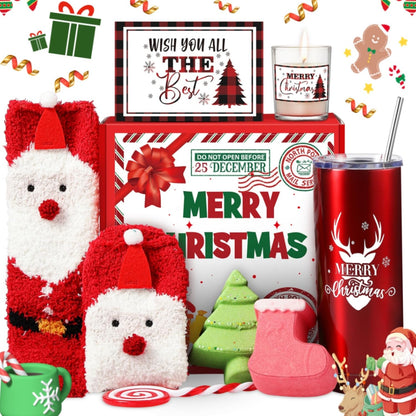 Ziliny 11 Pcs Christmas Gift Sets for Women Xmas Spa Basket Set for Her Merry Christmas Tumbler Gifts for Coworker Mom Girlfriend Grandma Wife Sister Friend Coworker Teacher