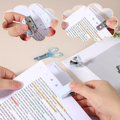 PATIKIL 2 Pack Office Supplies Set, 7pcs Desk Supplies Set Stapler Tape Dispenser Scissors Accessories Kit Mini Office Supply Kit Cute Small for Desk Women Organizer, Pink Purple