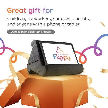 Flippy Original Tablet Pillow Stand & iPad Holder, Gift for Book Lovers & Readers, Multi-Angle Stand with Storage for Lap, Desk & Bed, Compatible with Kindle, Fire, iPad & Samsung, Smokey