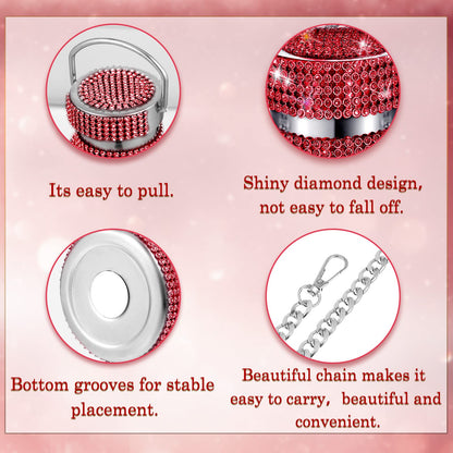 Geiserailie Diamond Water Bottle Bling Rhinestone Stainless Steel Thermal Bottle Refillable Insulated Glitter Water Jug with Chain for Women Girls Gifts(750 ml,Red)