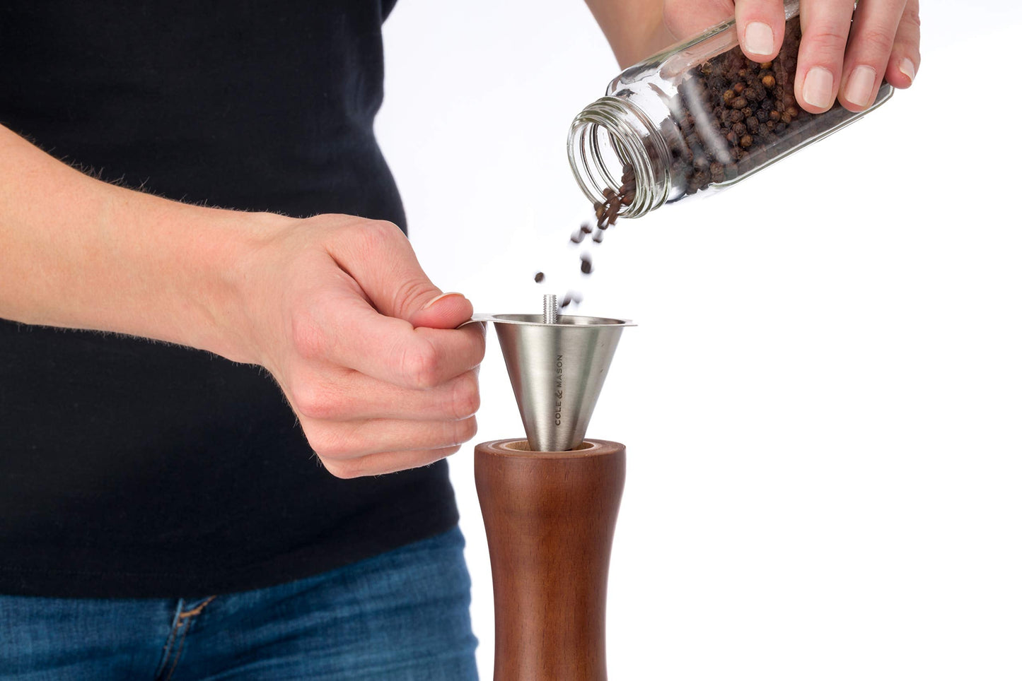 Cole & Mason HB1644P Forest Capstan Pepper Mill, Precision+ Wooden, Stained Beech Wood, 400 mm, Single, Includes 1 x Pepper Grinder