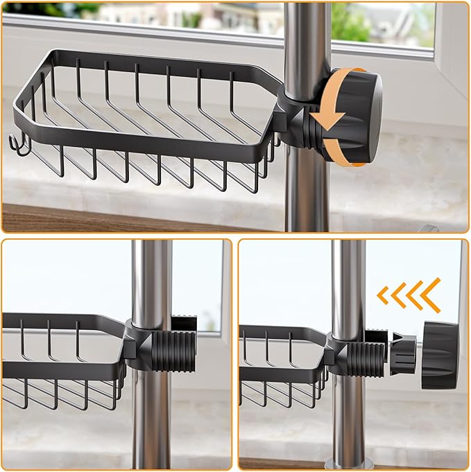 LONIN Sponge Holder Over Faucet Kitchen Sink Caddy Organizer, Stainless Steel