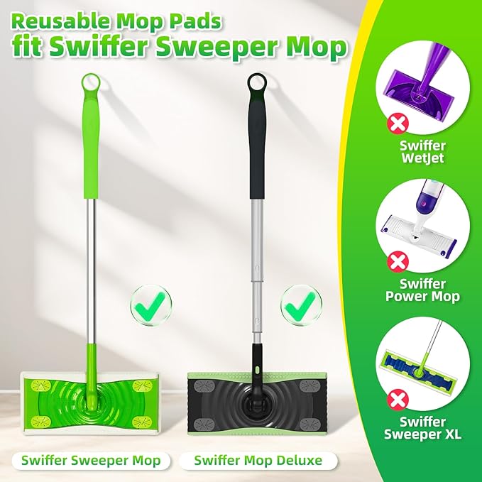 Reusable Microfiber Mop Pads Compatible