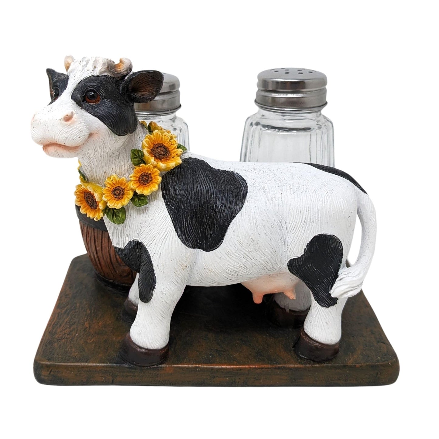 BestGiftEver Decorative Holstein Cow Salt and Pepper Shaker Holder – Rustic Farm Animal Salt and Pepper Set Spice Rack for Farmhouse Kitchen Decor - Gifts for Cow Collectors and Farmhouse Lovers
