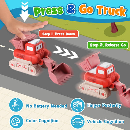 Geebiiny Kids Toys for 1 2 3 Year Old Boys, Toddler Digger Toys 1-3 Year Old Boy Girl Gifts Tractor Toy Cars Boys Toys Age 1 2 3 Montessori Toys 1st Birthday Gifts for Boy Kids' Play Vehicles