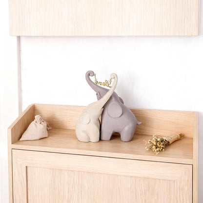 DOVDOV Gray Couple Elephant Statue, Modern Art Love Elephant Decor, Heart-Shaped Elephant Sculpture Suitable for Living Room, Bedroom, Office, Bookshelf, and Tabletop Decoration.(D)