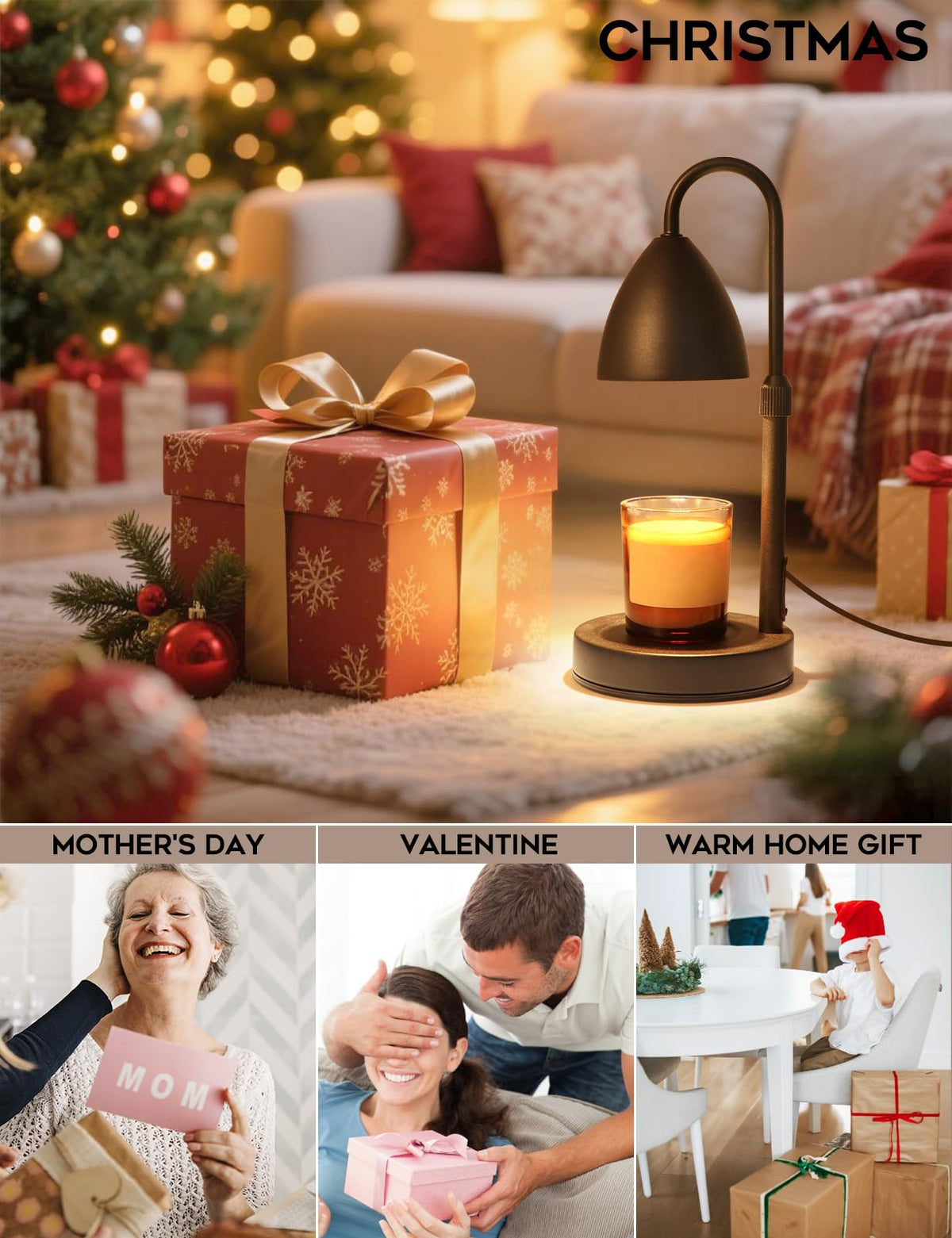 MRSZIRUI Candle Warmer Lamp with Timer Dimmable, Lamp Candle Warmer Birthday Gifts for Women, Black Adjustable Wax Melter Warmer for Jar Candles, House Warming Gift Home Decor