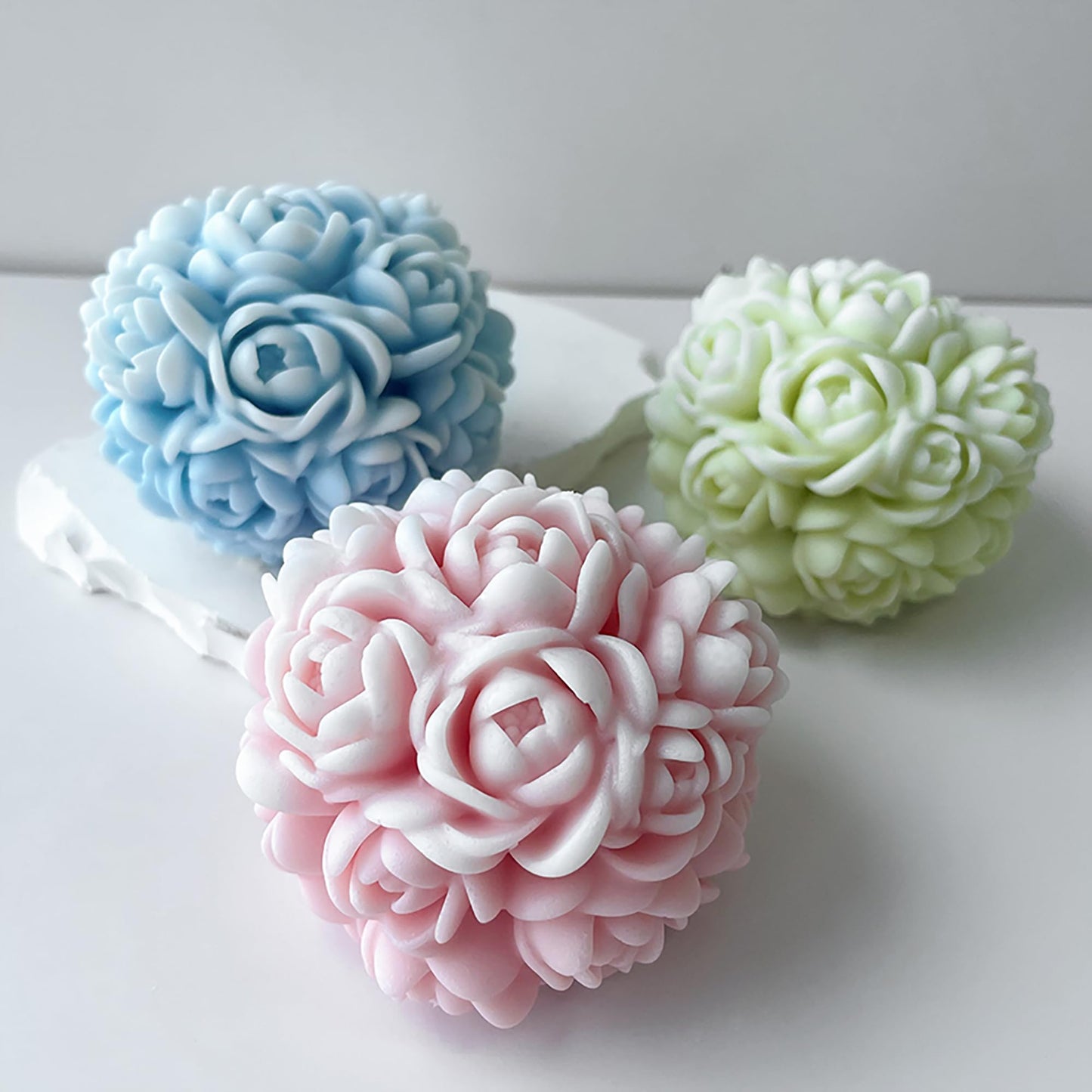 Ball Rose Candle Molds 3D Round Flower Resin Mold - Resin Casting Silicone Molds for Home Decor & Candle Making Wave Spiral Mold