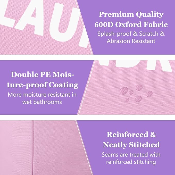 2Pcs Folding Laundry Basket for Adult, 95L Portable Laundry Baskets