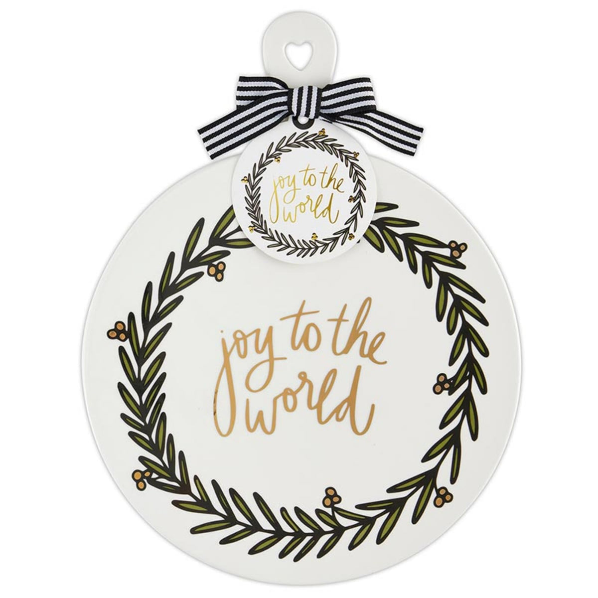 Santa Barbara Design Studio Cheese Plate - Ceramic Christmas Snack Dessert Tray, 13" x 10", Joy To The World