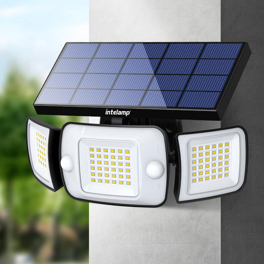 intelamp Solar Security Light Outdoor Motion Sensor 6000mAh Battery 270° 3 Modes Wall Lights Solar Flood Lights with Sensor Lights Garden for Gifts Front Door Garden Fence