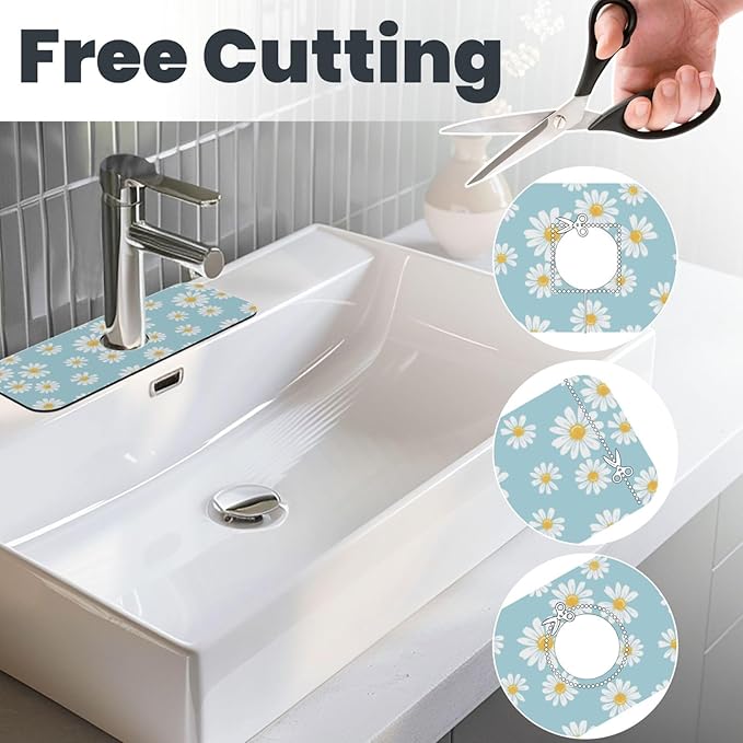 Beautiful Daisy Flower Floral Kitchen Sink Splash Guard Faucet Mat Super