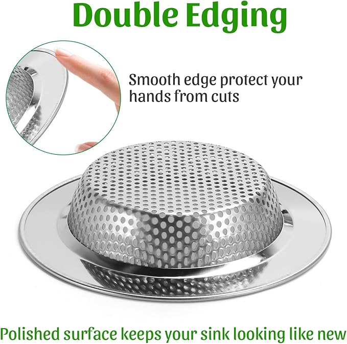2PCS - Windran Kitchen Sink Drain Strainer, Upgraded Double-Layer Safe Design