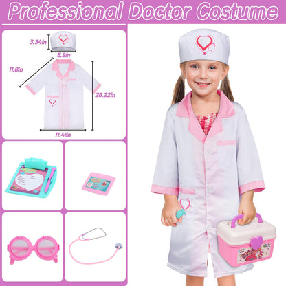 Gifts2U Kid Girl Toy Kit Pretend Play Toys Dentist Medical Role Play Educational Toy with Doctor Costume Playset for 3-6 Year Old Children