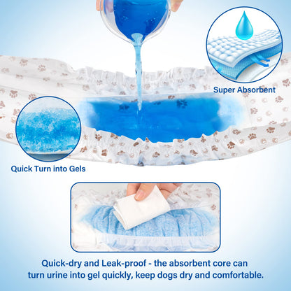 Pet Soft Dog Nappies Male- 20 Counts Disposable Male Dog Wraps, Super Absorbent Puppy Dog Diapers Incontinence Nappy Wraps with Wetness Indicator (S-20 Count)