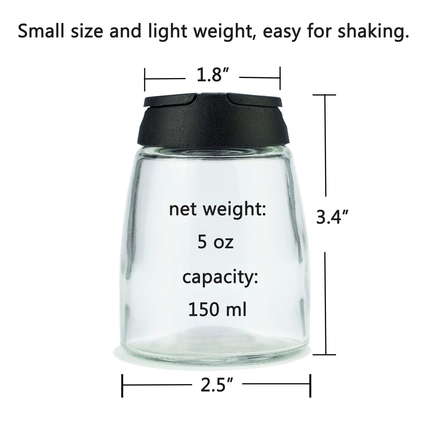 MILEKE Salt and Pepper Shakers, Moisture-Proof Condiment holders 150ML, 2/pack