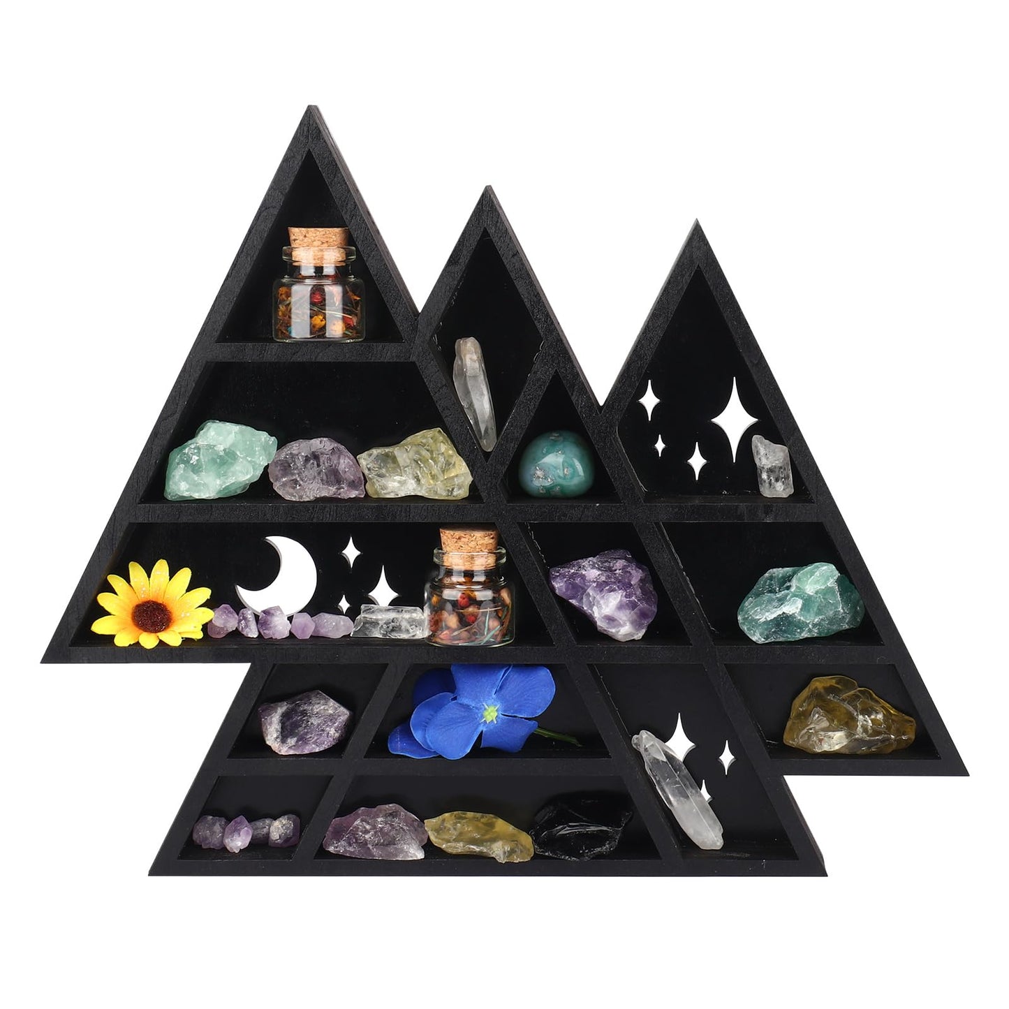 KOYILTD Gothic Decor Unique Trinket Shelf Wooden Crystal Display Shelf Gothic Bedroom Decor Witchy Wall Decoration Spiritual Gift for Home Living Room (1, Triangle)