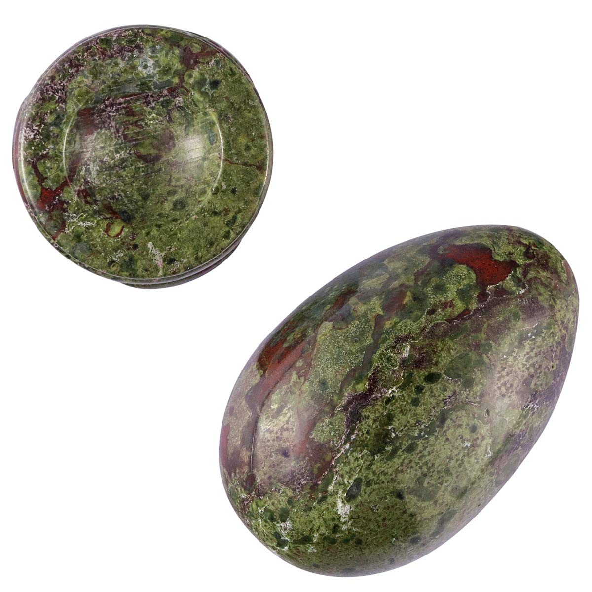 mookaitedecor Dragon Blood Jasper Crystal Egg with Stone Stand, Polished Gemstone Sphere Figurines for Divination and Home Decoration