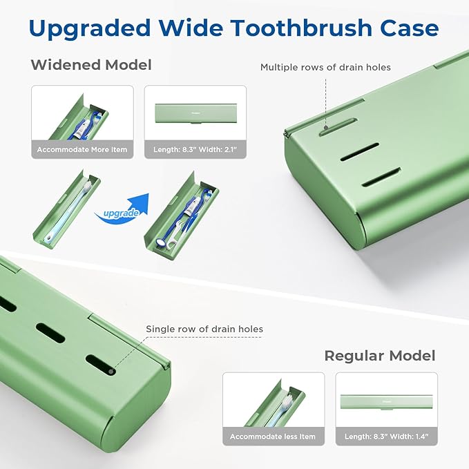 Wider Aluminum Toothbrush Travel Case, Portable Travel Toothbrush Holder