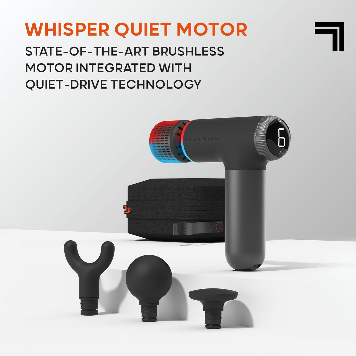 Sharper Image® Powerboost® Pro+ Hot & Cold Compact Deep Tissue Massage Gun - 6 Speed, 4 Attachments, Travel Case| Heat & Cold Therapy| Lightweight Shoulder & Back Massager| Fathers Day Gift for Dad