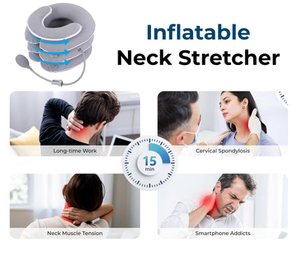 Variona FDA Registered Neck Traction Device for Pain Relief – Inflatable Cervical Neck Stretcher for Home Use, Adjustable Support for Neck Stiffness & Posture, Fits 12"–17" Neck Size