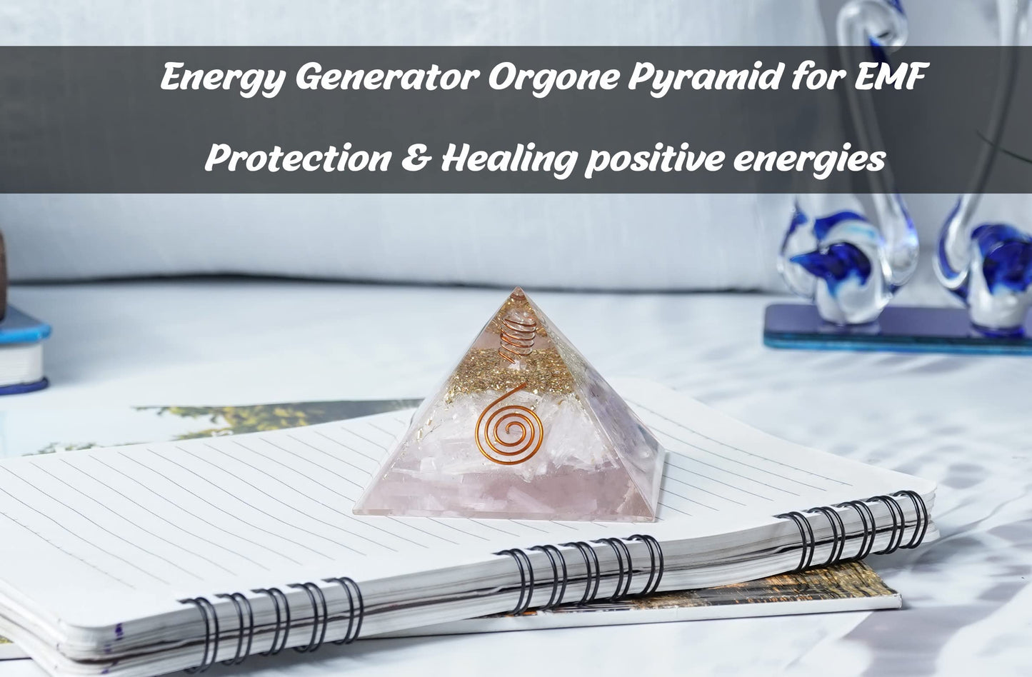 Crocon Selenite Orgone Pyramid Healing Crystals Stone Orgonite Gemstone Pyramid Stones Reiki Crystal Good Luck Charms Meditation Chakra Organite Home Decor Spiritual Gifts Size 2.5 Inch App.