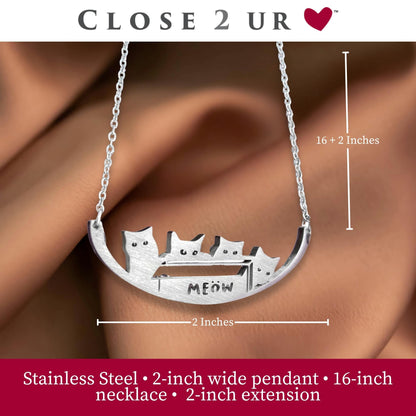 Close 2 UR Heart Stainless Steel Necklace - Cat In The Box | Animal Inspired Pendant With Meaningful Message | Durable Handmade Jewelry Gift | Made In USA