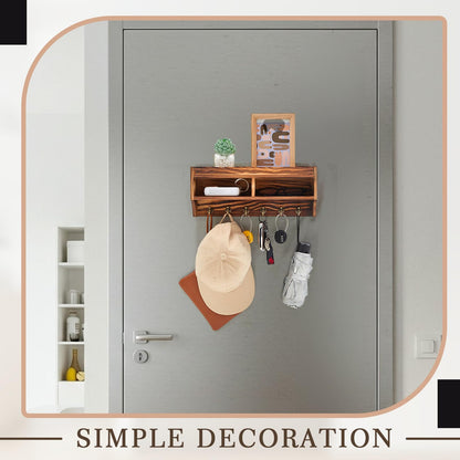 Colingmill Magnetic Key Holder for Wall Fridge Wooden Mail Organizer with 6 Key Hooks and Storage Box, for Fridge Apartment Essentials Dog Leash Holder Home Decor Rack Photo Album