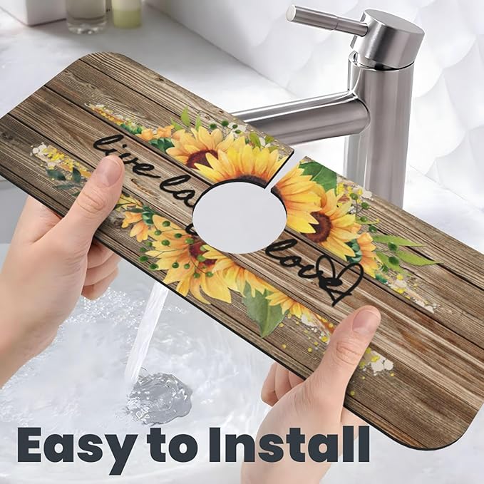 Sunflower On Board Rustic Yellow Summer Fall Live Laugh Love Kitchen Sink