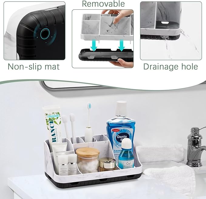 Marble Bathroom Countertop Organizer