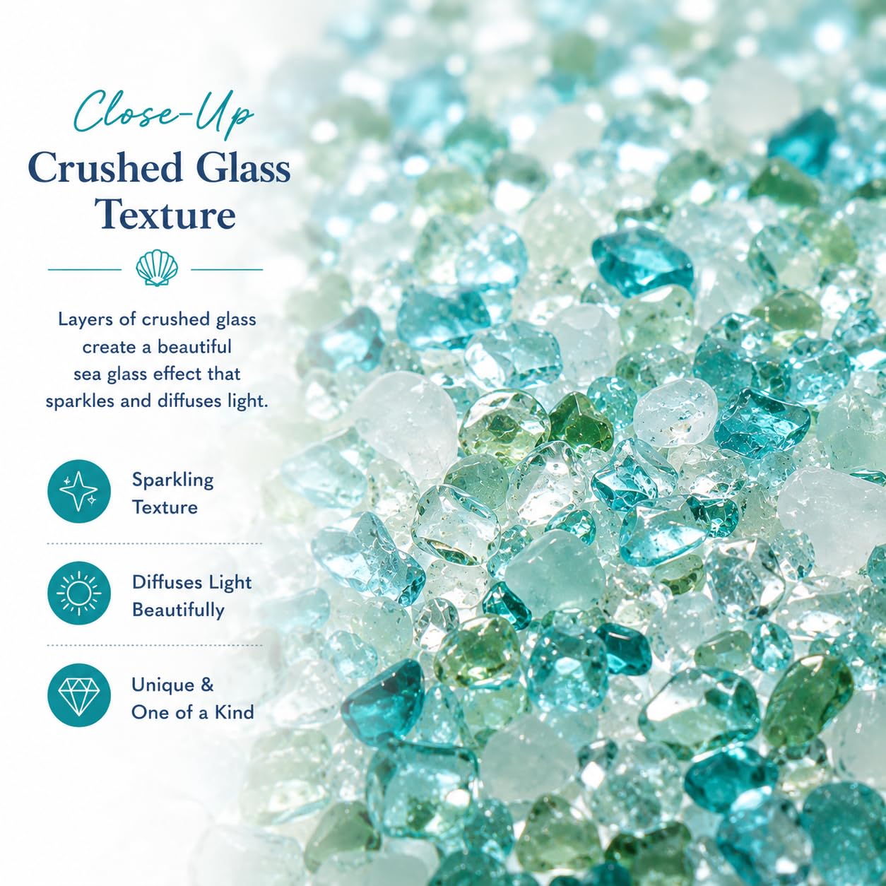 J Devlin Aqua Crushed Glass Night Light, Coastal Decor