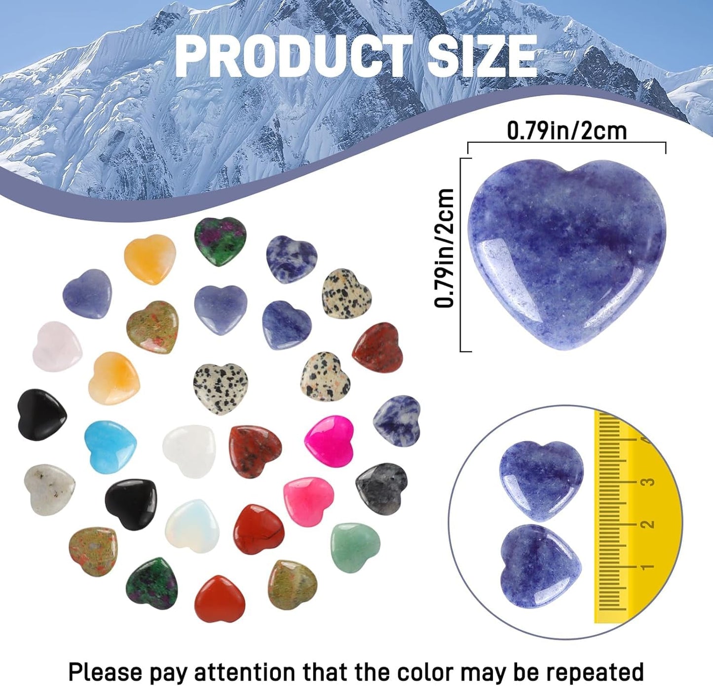 100pcs Heart Crystals and Healing Stones Bulk,Heart Trinkets Healing Crystal Natural Gemstones,Bulk Worry Stones for DIY Meditation Decor Gifts for Women Men,Mother's Day Gifts