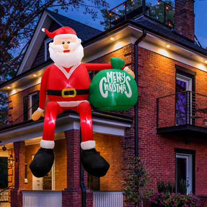 GUDELAK 8FT Christmas Inflatables Outdoor Decoration, Climbing Inflatable Santa Claus Blow Up Yard Decorations with LED, Inflatable Christmas Decorations Outdoor for Yard Roof Garden Lawn