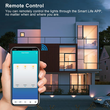 CNBINGO Smart Touch Light Switch with Glass Wall Plate and LED Backlight, No Neutral Wire Required, Works with Alexa, Google Assistant, Timing or Schedule