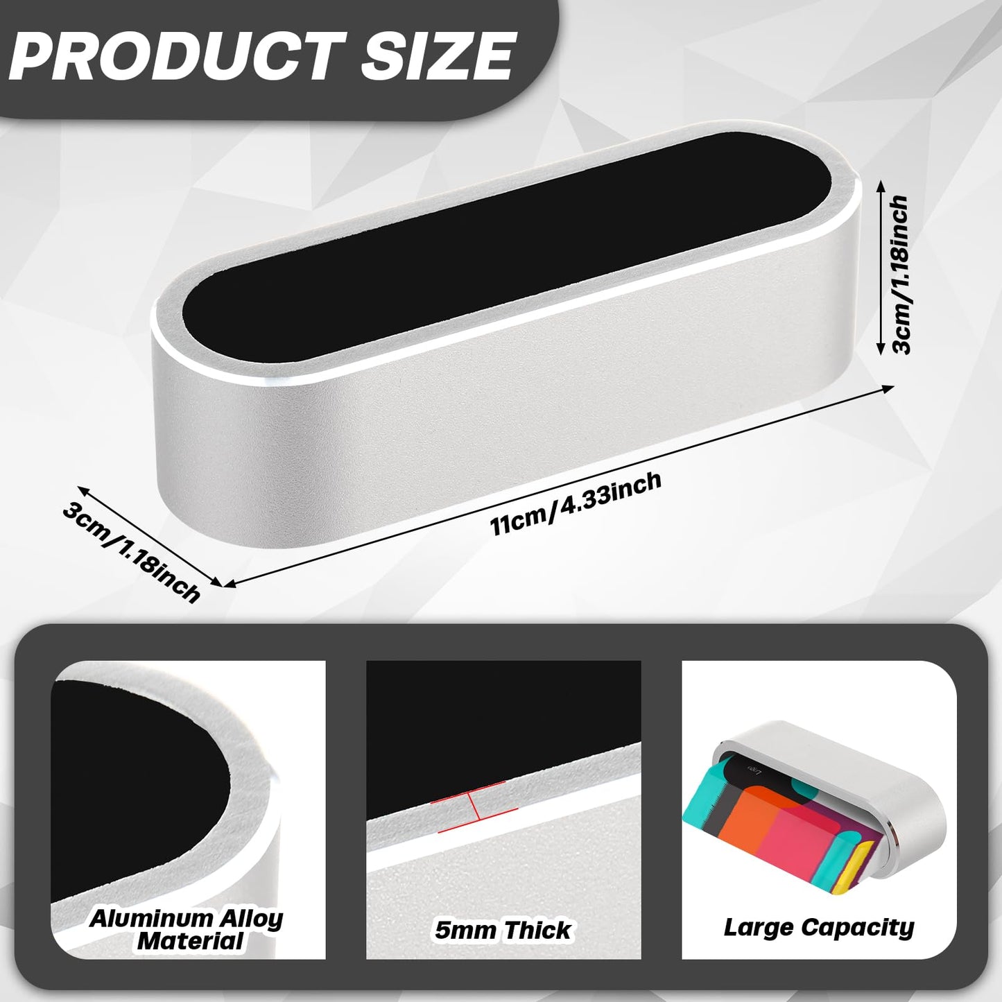 Gilprop 2 Pack Aluminum Business Card Holder Metal Name Card Display Stand Organizer for Desk Man Office Home(Silver)