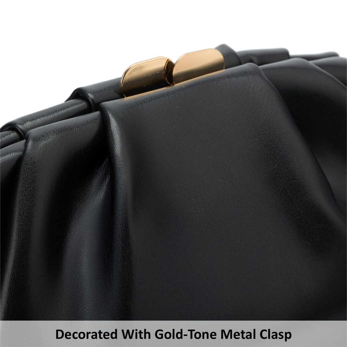 DETARA Vegan Leather Clutch Purse for Women Formal Soft Pleated PU Clutch Elegant Evening Bag Wedding Party and Prom (Black 933)