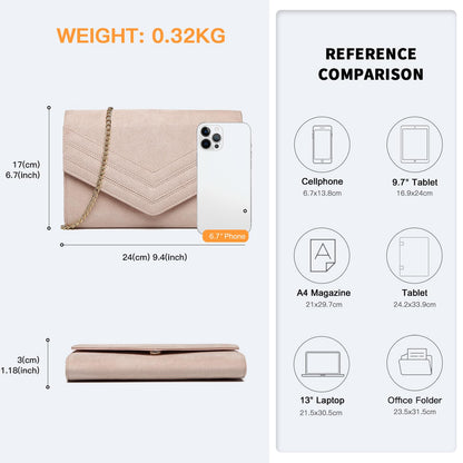 Miss Lulu Women's Clutch Evening Bag, Wedding Handbag with Detachable Chain Strap, Shoulder & Crossbody Option