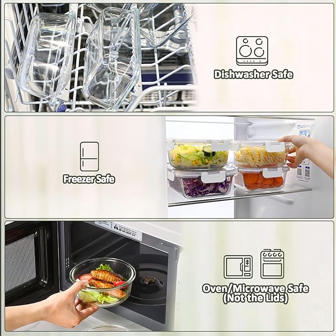 30 Pieces Glass Food Storage Containers