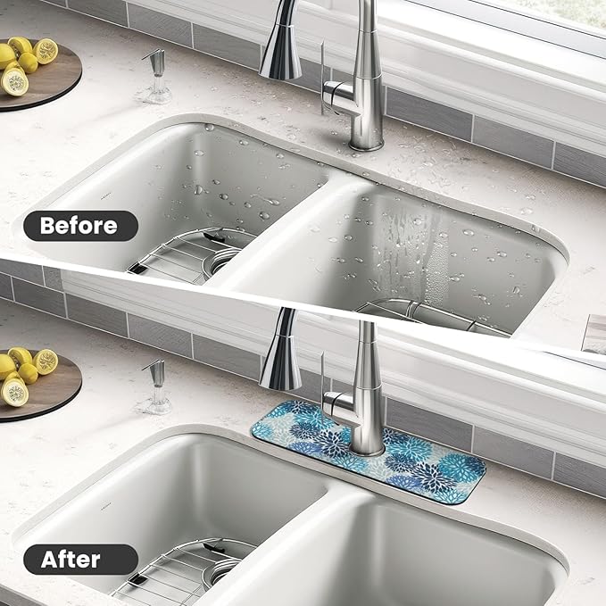 Medallion Dahlia Pinnata Floral Bobo Blue Pink Turquoise Grey Kitchen Sink