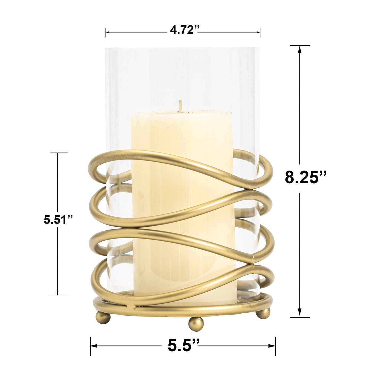 Hurricane Glass Pillar Candle Holder Craftsmanship with Removable Glass for Halloween, Christmas, Thanksgiving, New Year, Wedding Party Anniversary Home Decor (Gold)