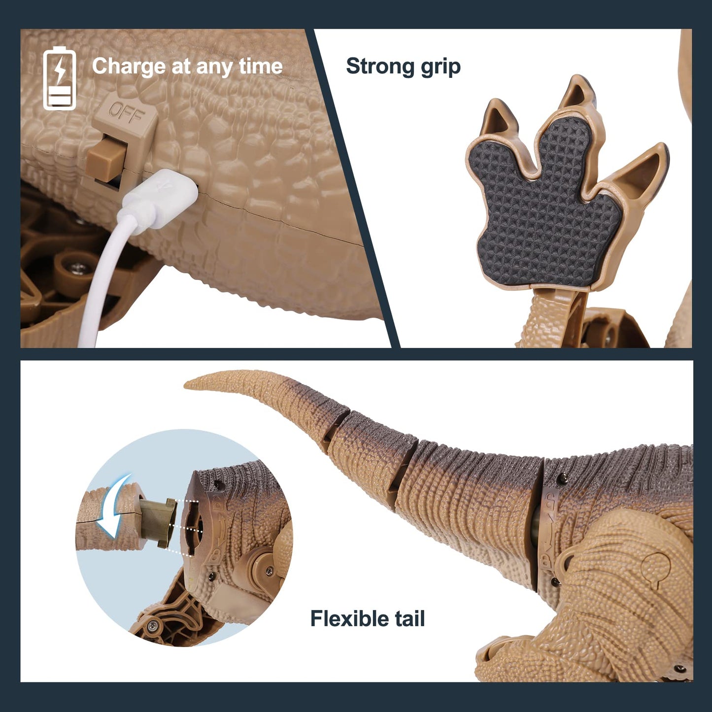 NEXBOX Remote Control Dinosaur Toys for Boys RC Dinosaur Robot T Rex Walking Jurassic Dino Birthday Gift for Kids 3 4 5 6 7 8 9 Years Old Realistic Sounds and Spray