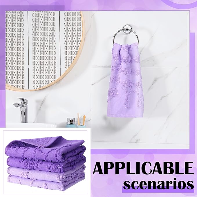 2 Pcs Lavender Hand Towels for Bathroom Purple Lavender Bathroom Hand Towel